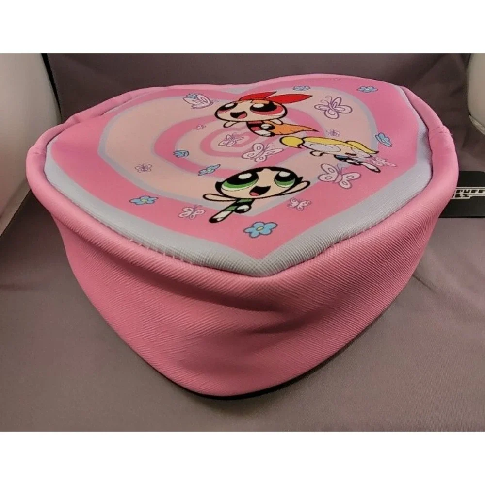 Powerpuff Girls Heart Shape Zipper‎ Bag Blossom Bubbles Buttercup Lunch Makeup